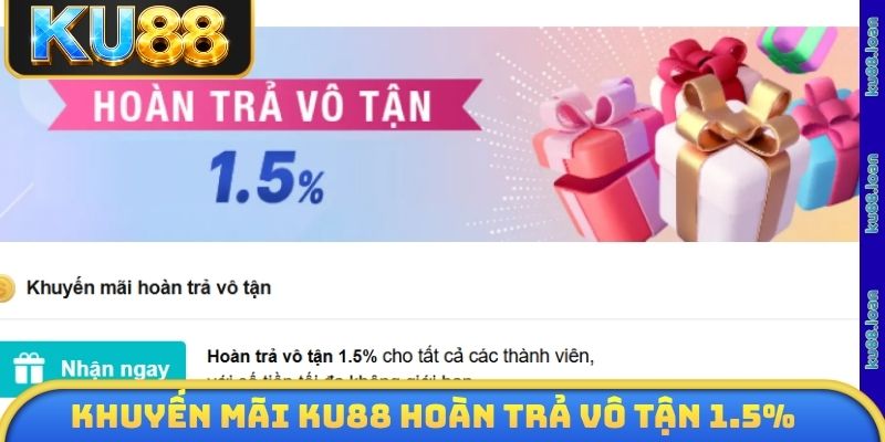 Khuyến mãi KU88 hoàn trả vô tận 1.5%